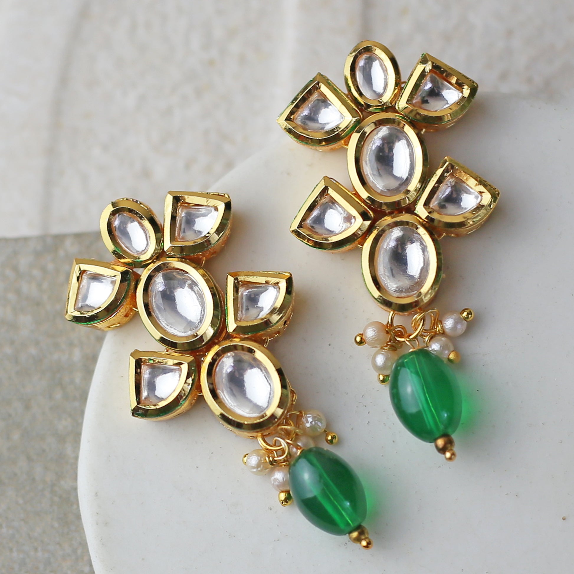 Kundan Green Earring - Rabal