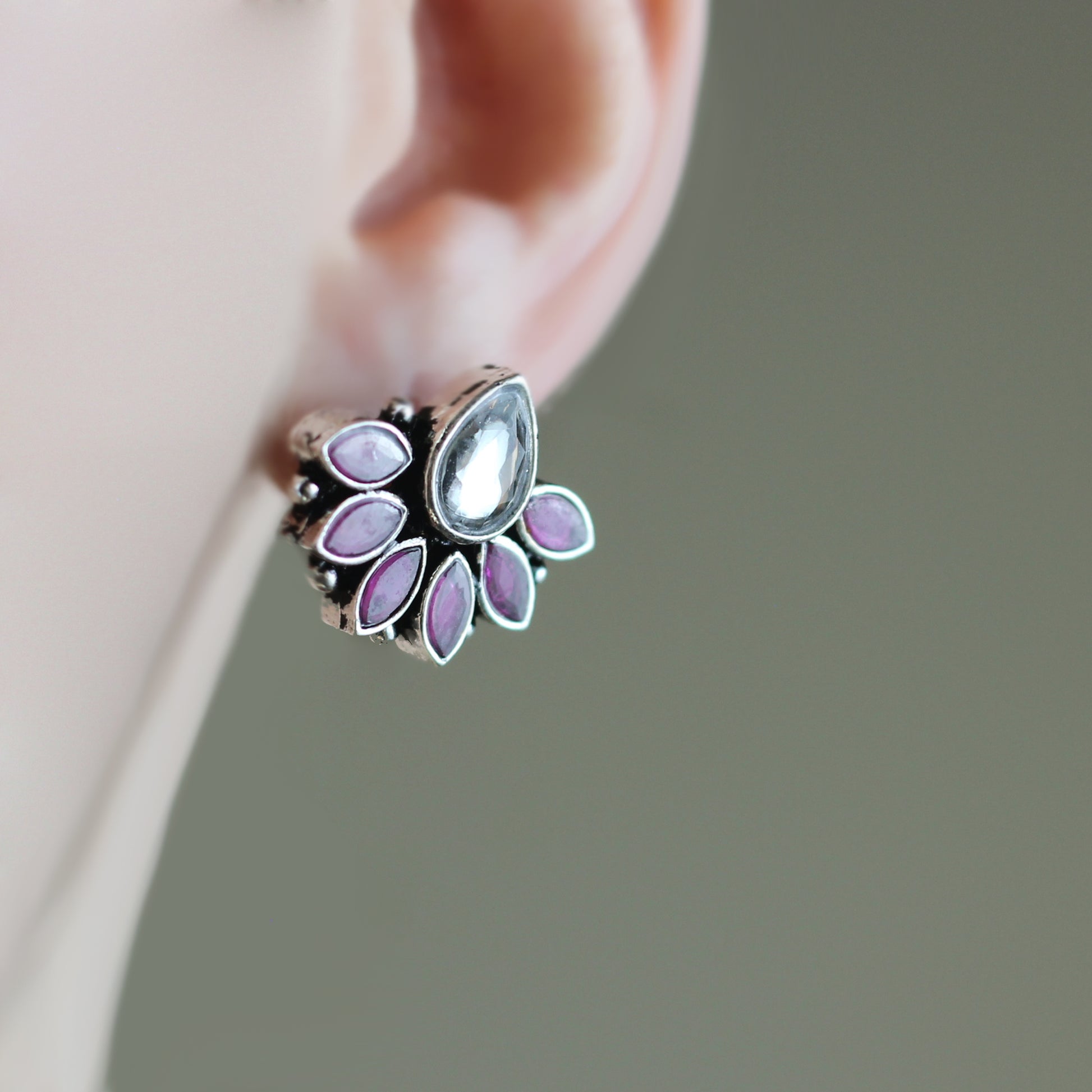 Tribal Pink Stud Earring - Rabal