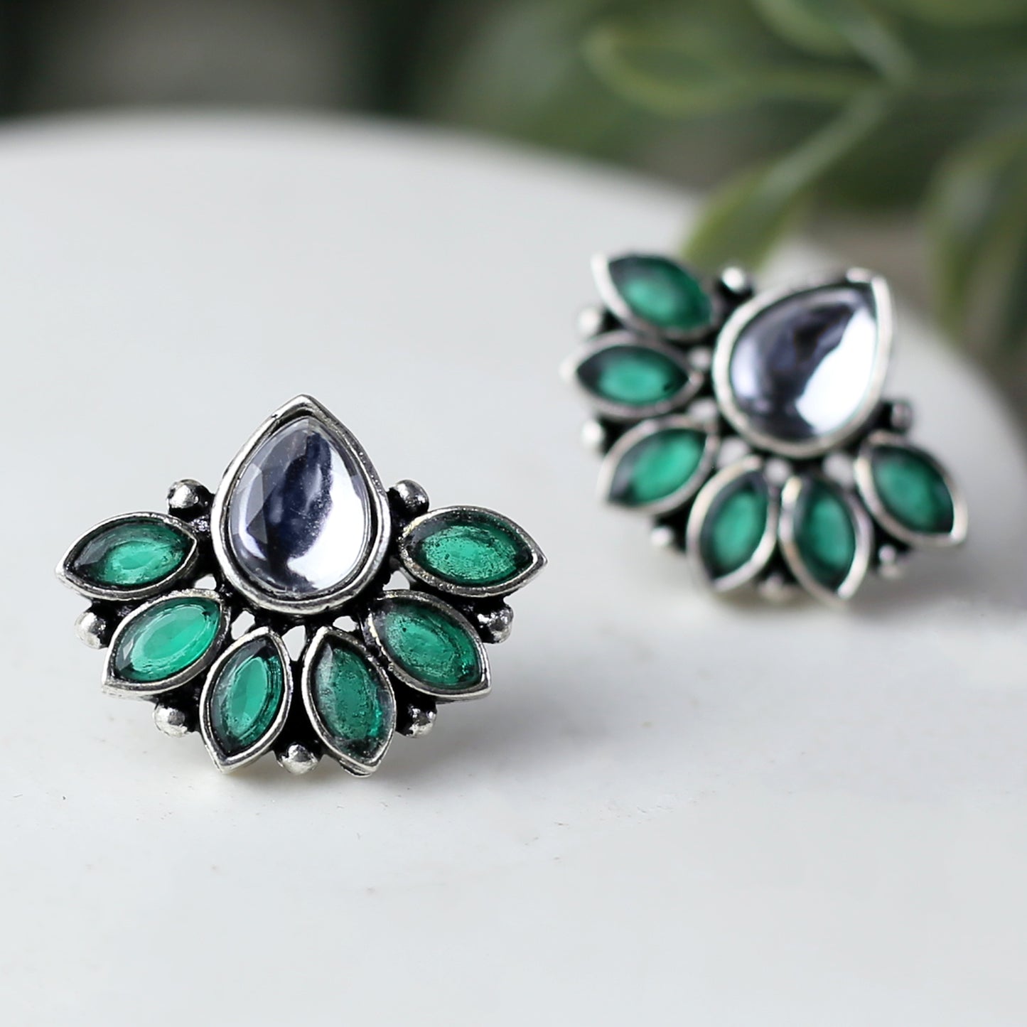 Tribal Green Stud Earring - Rabal