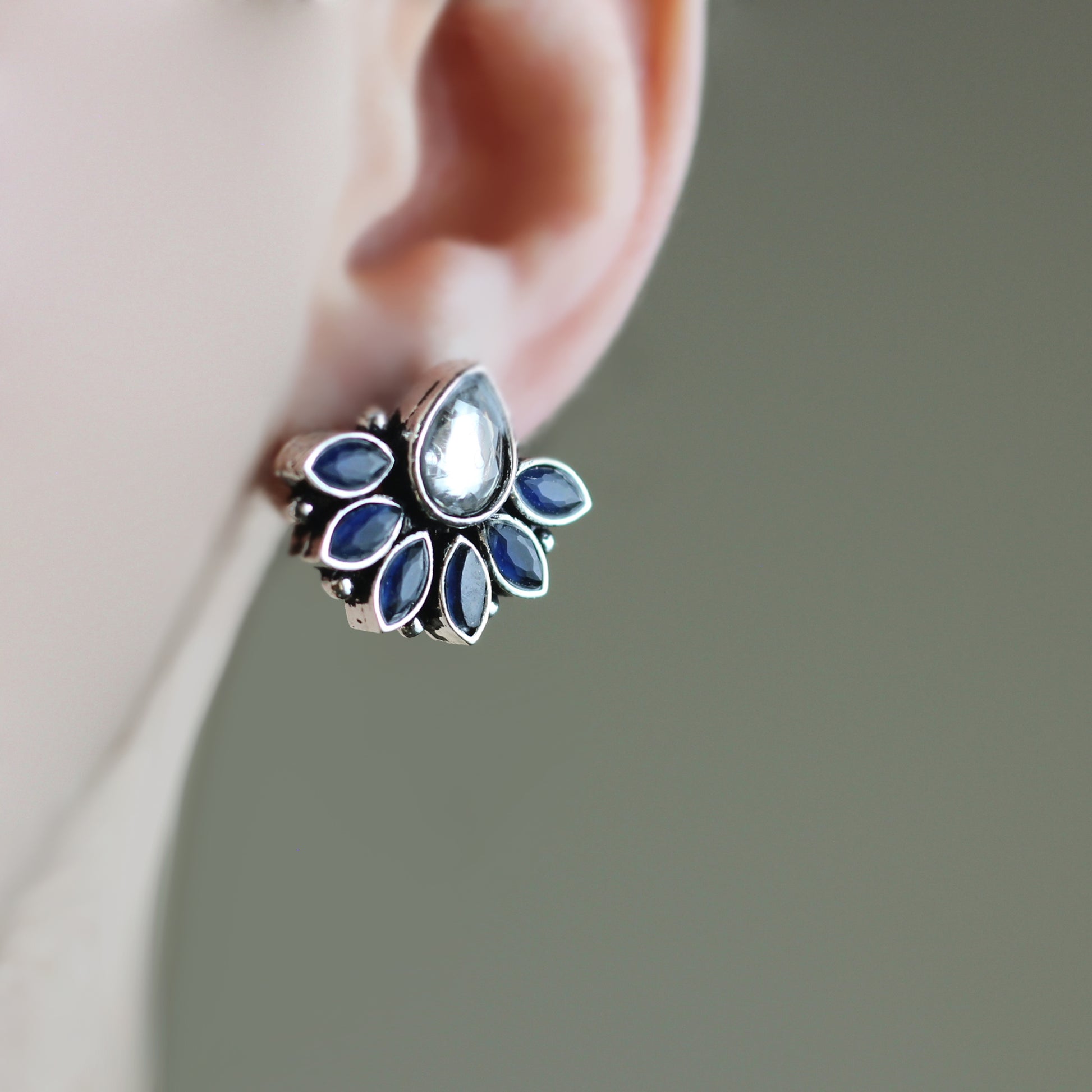 Tribal Blue Stud Earring - Rabal