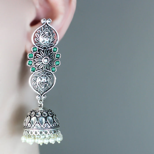 Tribal Tiered Jhumki Green