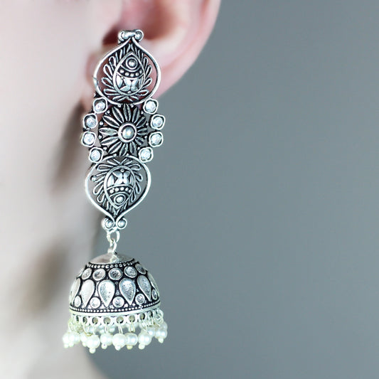 Tribal Tiered Jhumki White