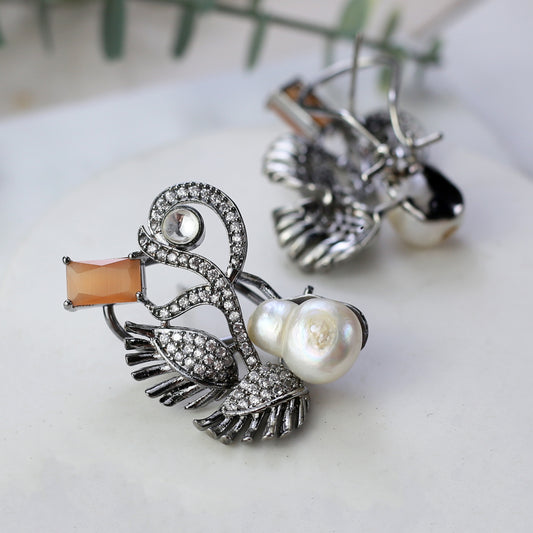 Peach Statement Pearl Earring