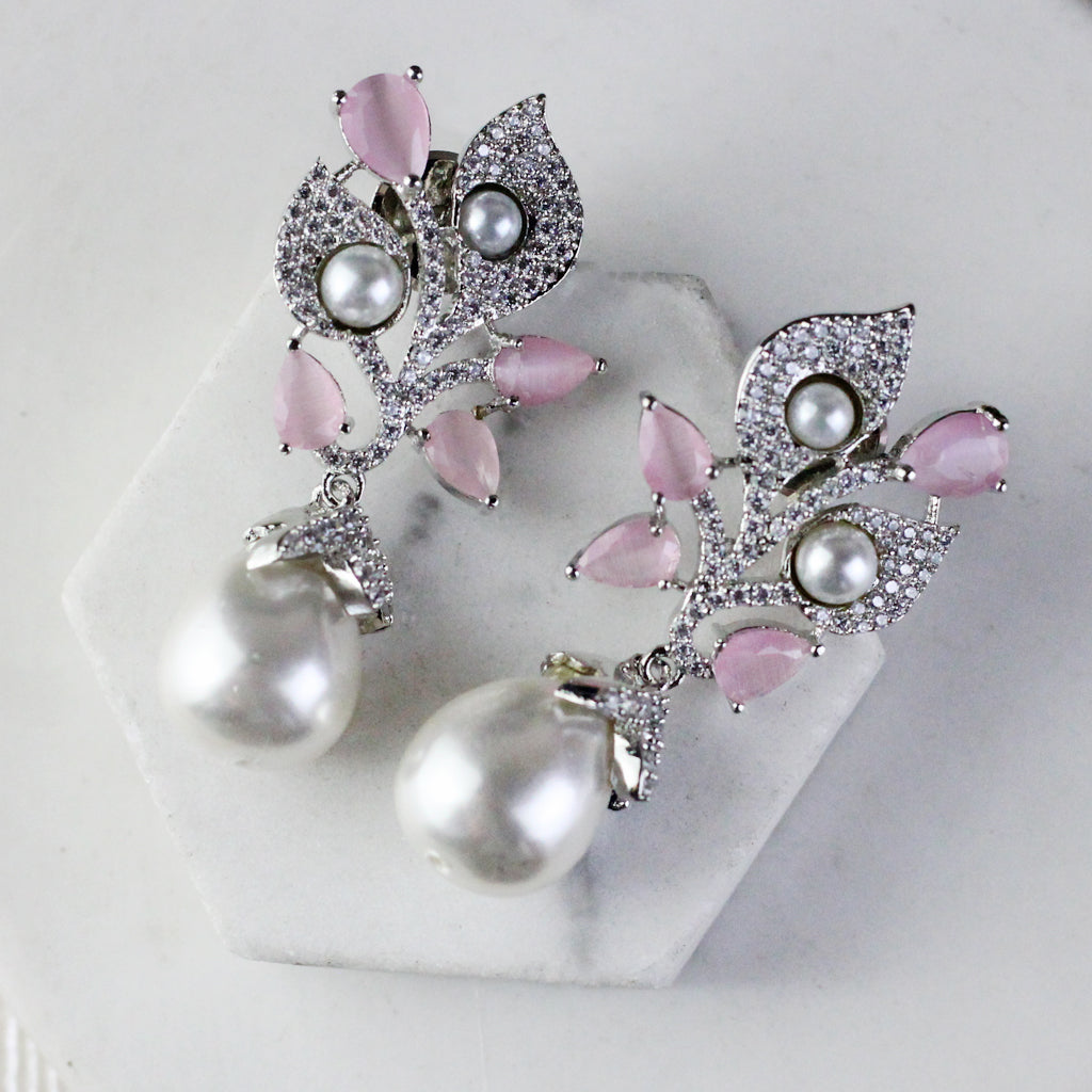 Zircon Pink Drop Earring