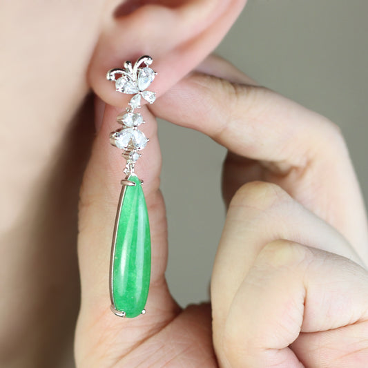 Green Butterfly Drop Earring