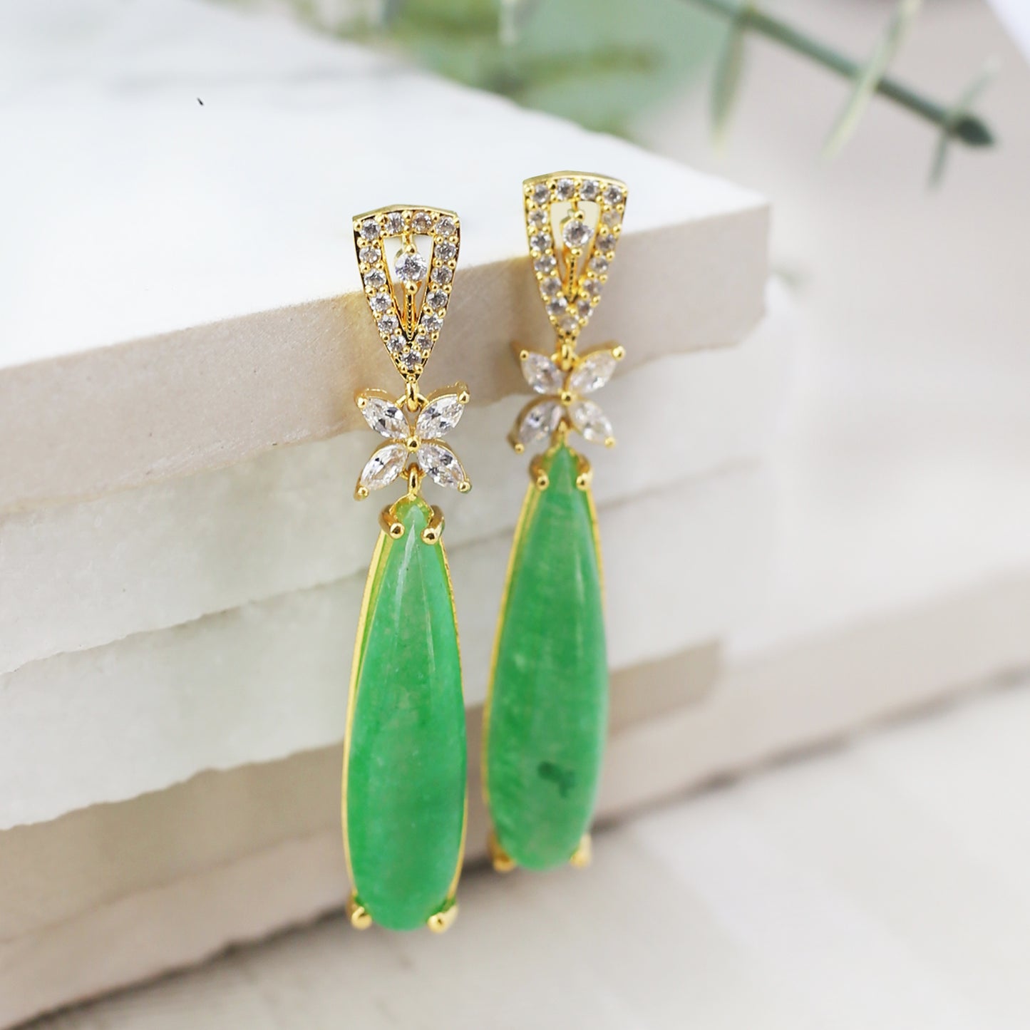 Green Butterfly Zircon Drop Earring