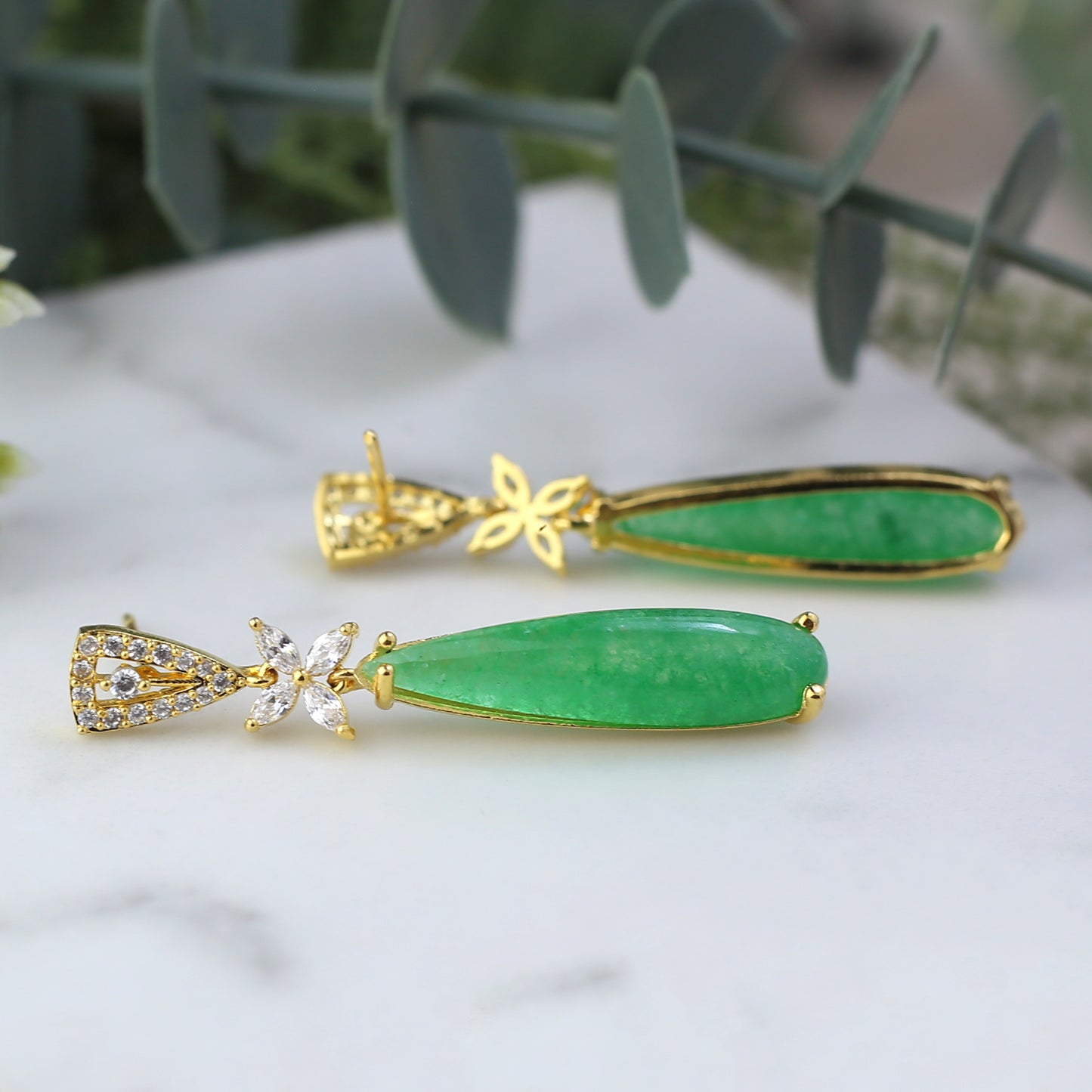 Green Butterfly Zircon Drop Earring