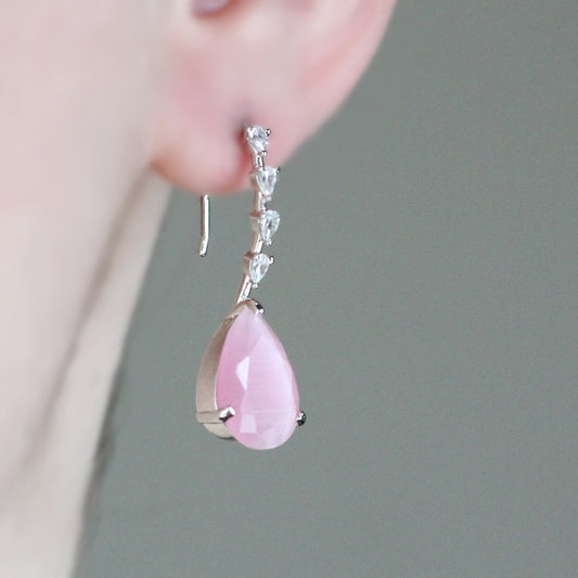 Teardrop Pink Zircon Earring