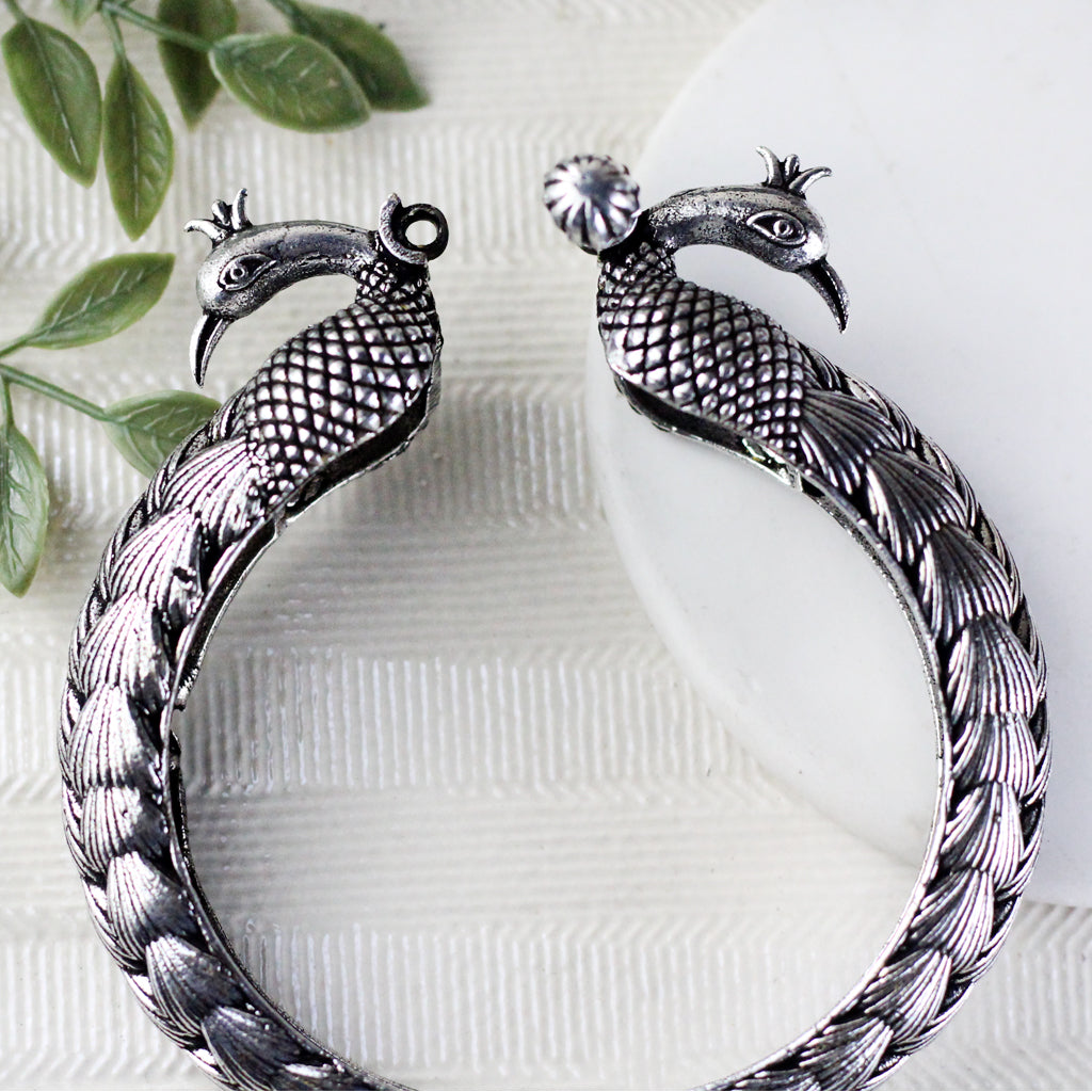 Statement Peacock Silver bangle