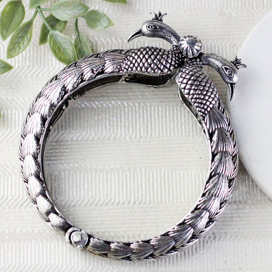 Statement Peacock Silver bangle