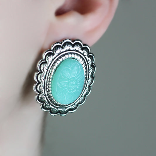 Silver Mint Stud Earring