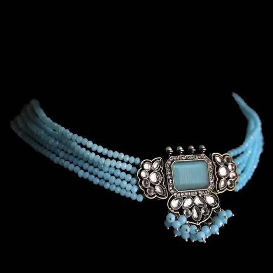 Statement Blue Tribal Choker