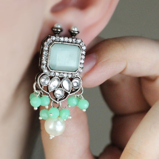 Light Green Statement Tribal Earring