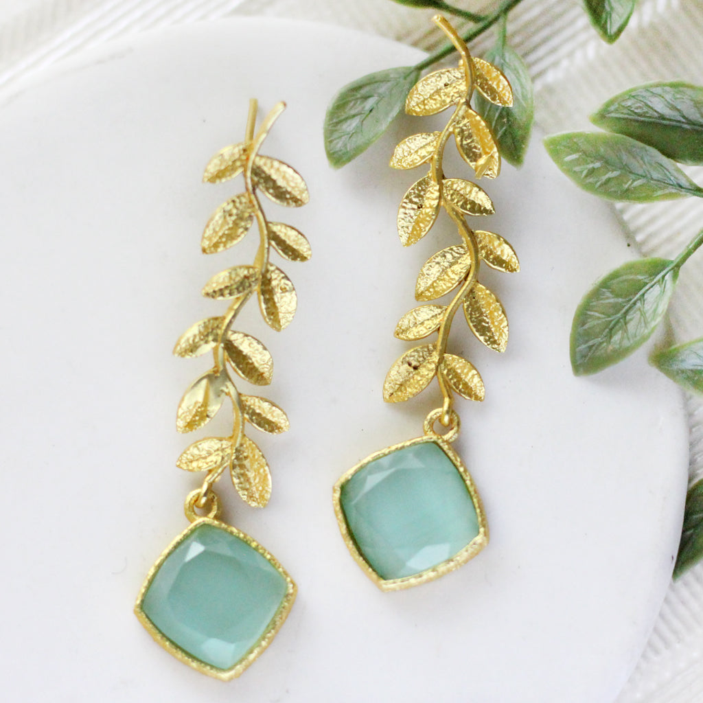 Turquoise Statement Leaf Drop Earring