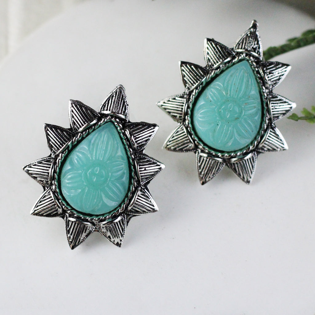 Mint Tribal Stud Earring