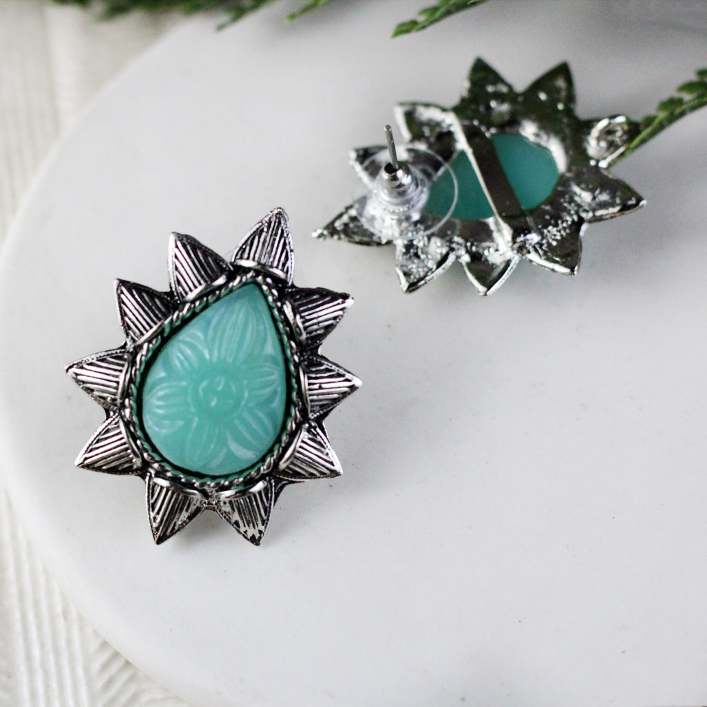 Mint Tribal Stud Earring