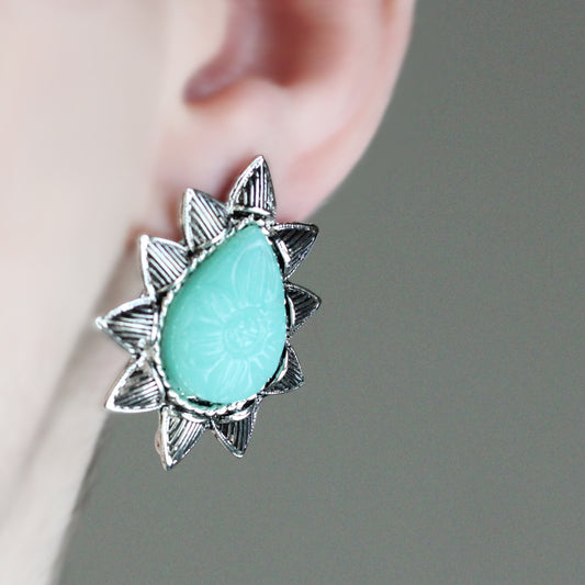 Mint Tribal Stud Earring