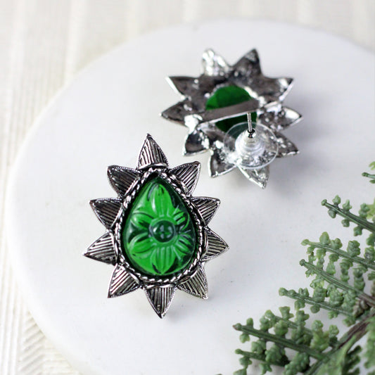 Green Tribal Stud Earring