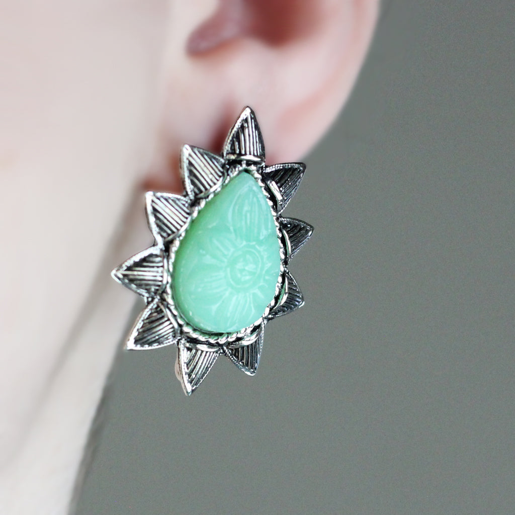 Mint Tribal Stud Earring