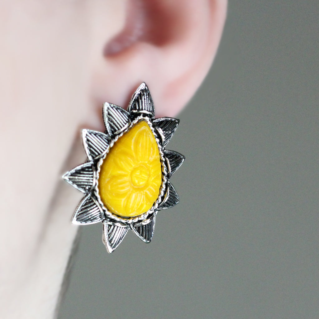 Yellow Tribal Stud Earring