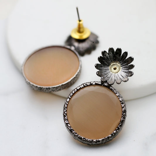 Statement Peach Flower Earring