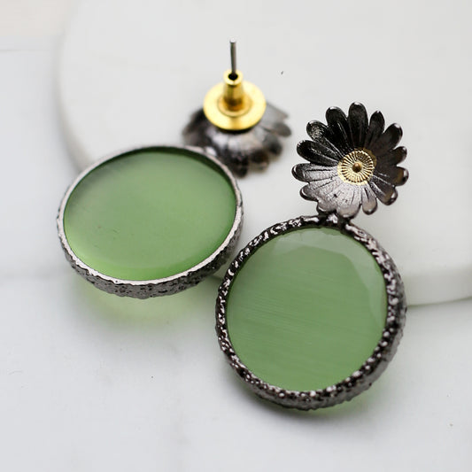 Statement Light Green Flower Earring