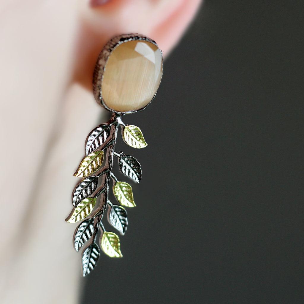 Peach Leaf Drop Earring - Rabal