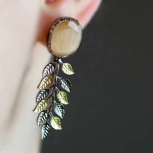 Peach Leaf Drop Earring - Rabal