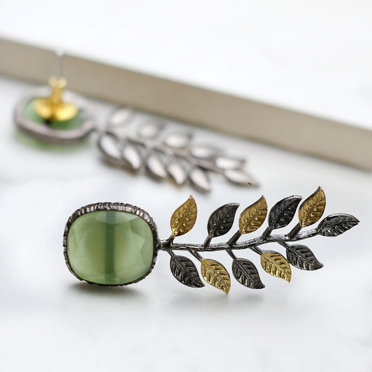 Light Green Leaf Drop Earring - Rabal