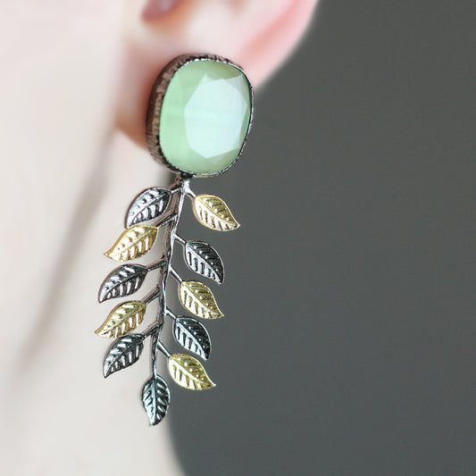 Light Green Leaf Drop Earring - Rabal