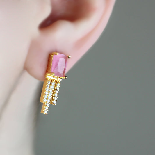 Pink Zircon Stud Earring