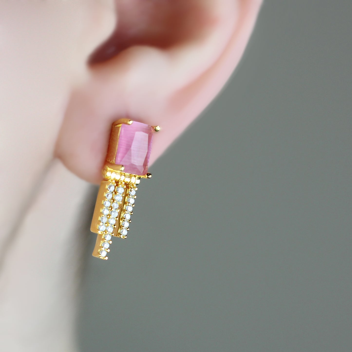 Zircon Pink Stud Earring
