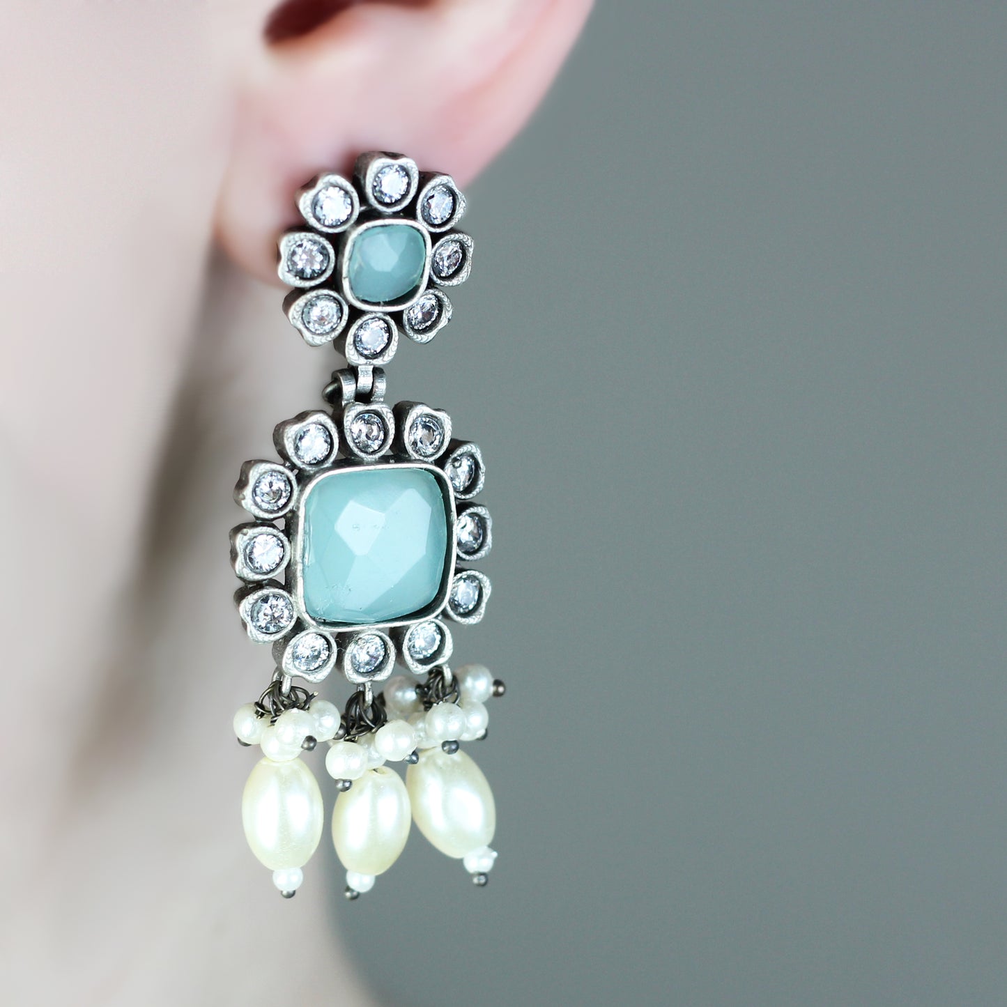Floral Turquoise Drop Earring