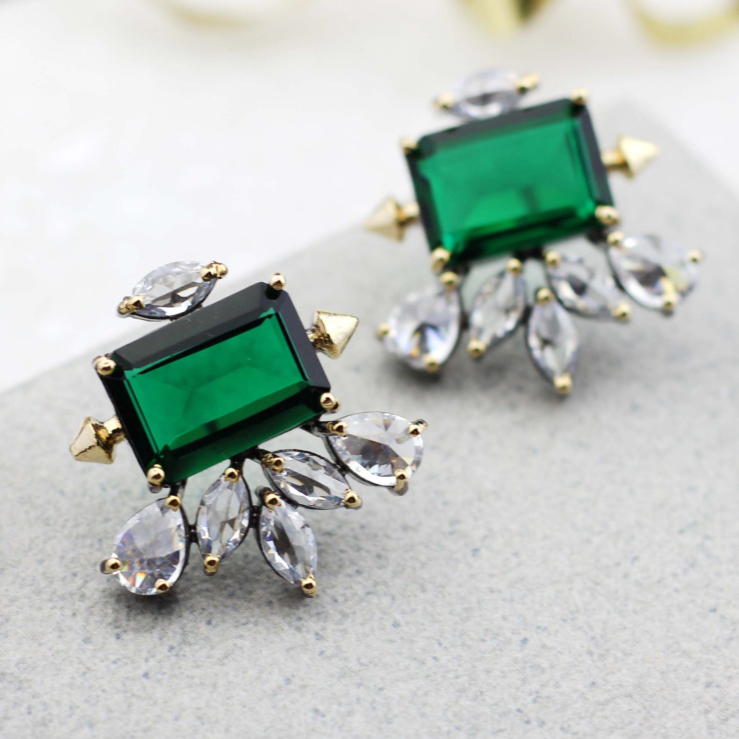 Zircon Emerald Designer Earring