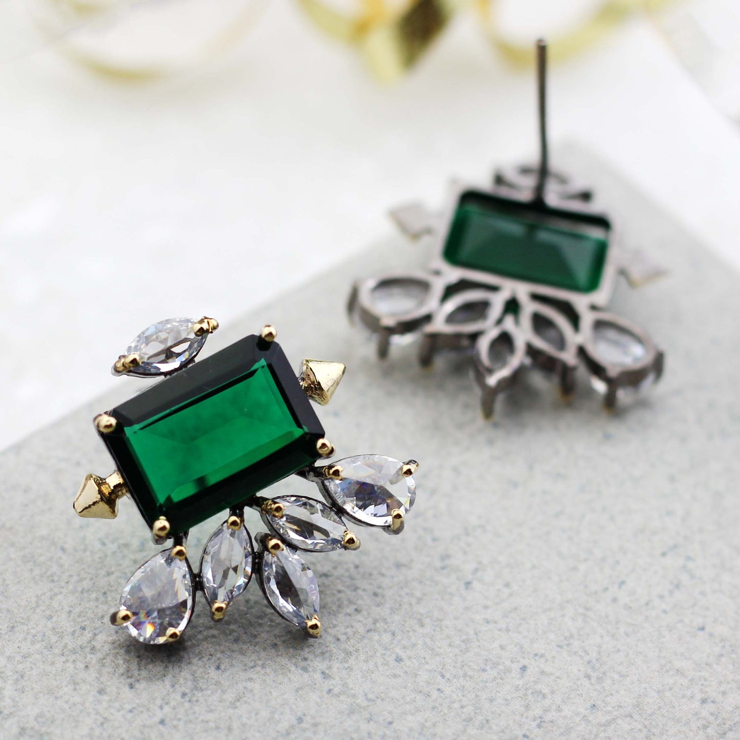 Zircon Emerald Designer Earring