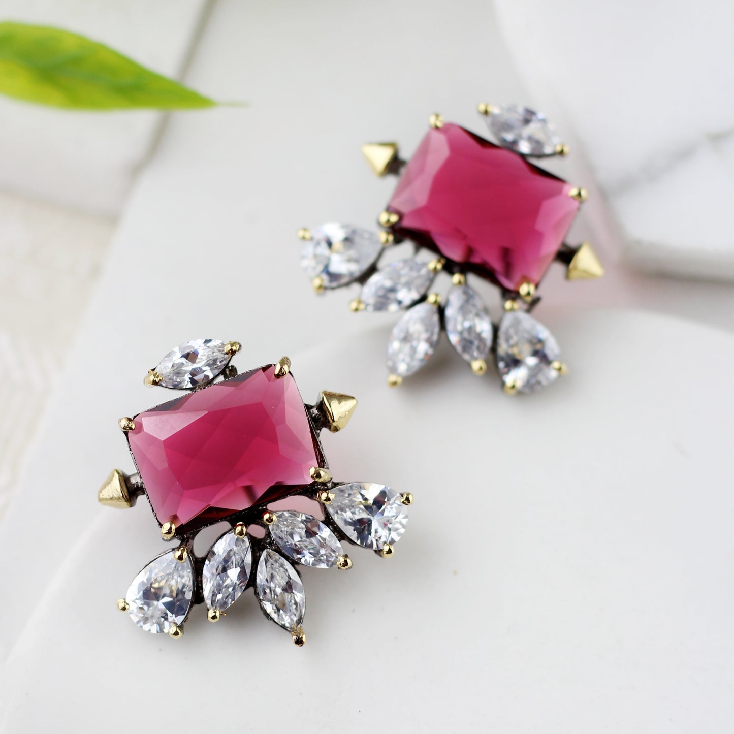 Red Zircon Designer Stud Earring - Rabal