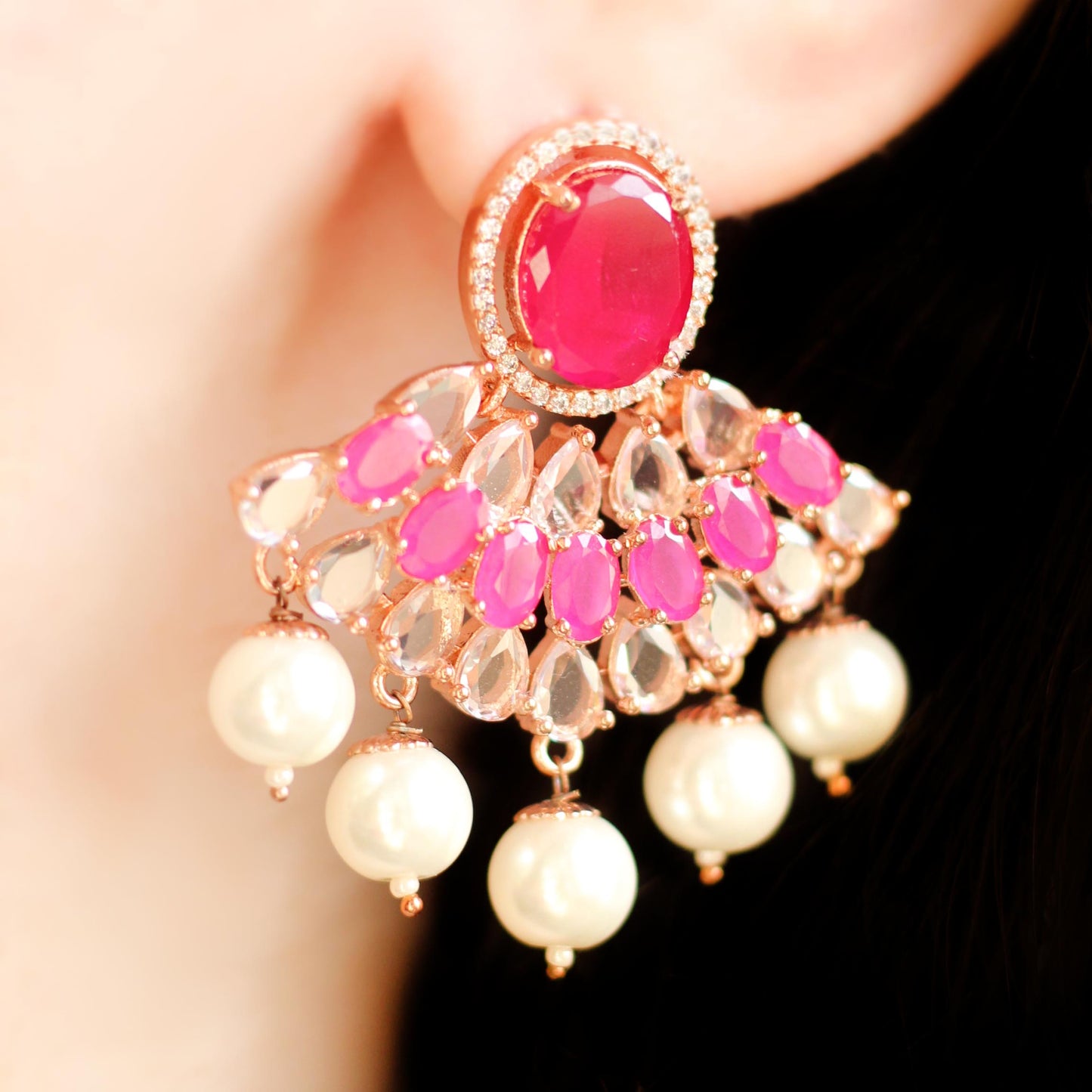 Pink Statement Drop Earring