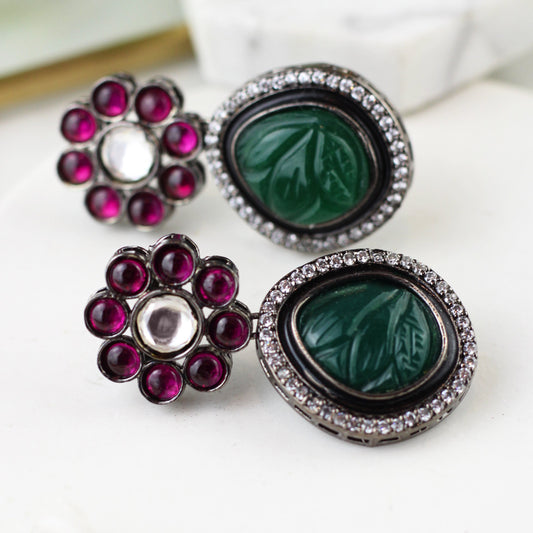 Carved Green Statement Earring