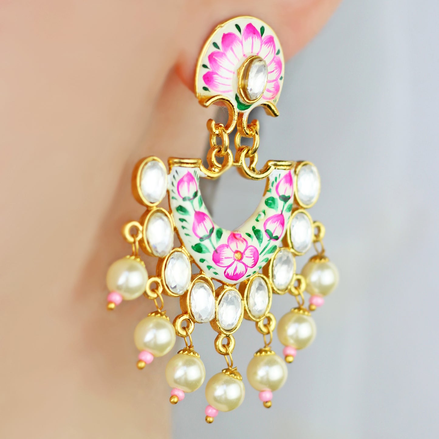 Statement Hand Painted Pearl Earring