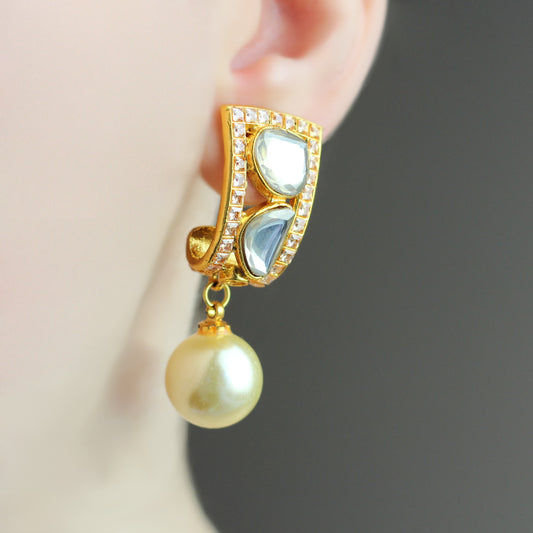 Champagne Pearl Kundan Drop Earring