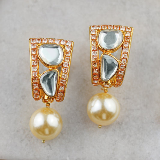 Champagne Pearl Kundan Drop Earring