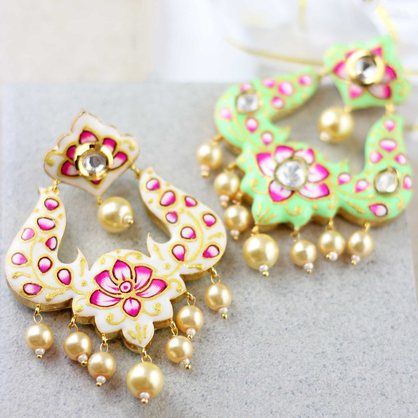 Double Sided White Painted Earring
