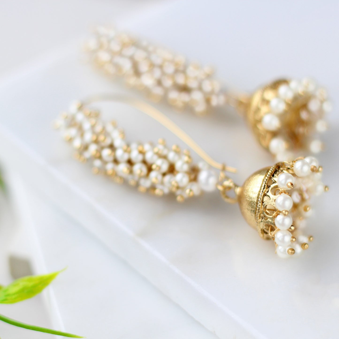 Pearl Cluster Gold Jhumke